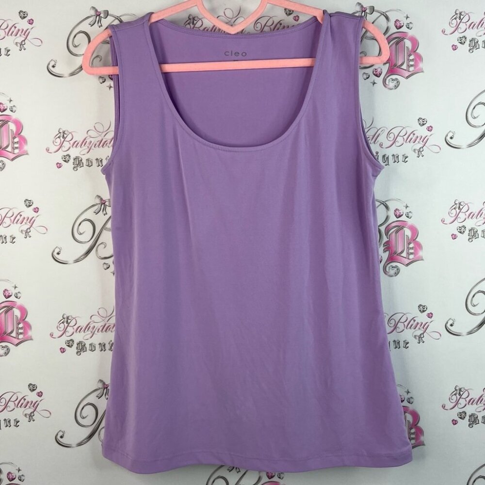 Cleo tank top camisole purple light Lavender Tank Top swoop neckline luxe